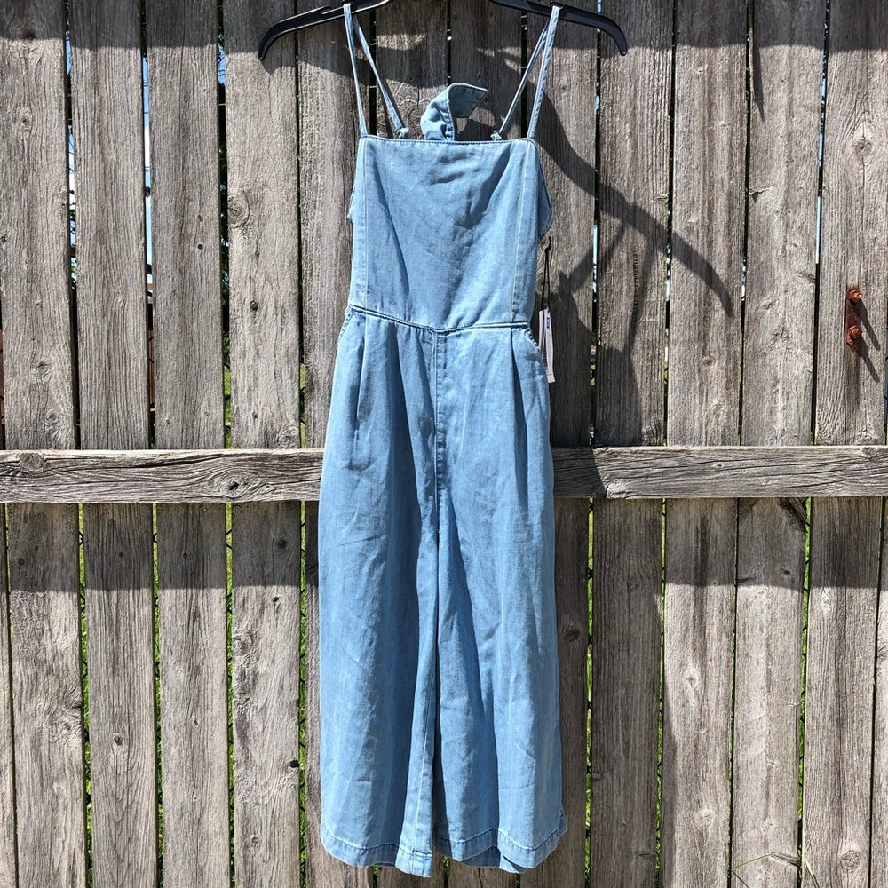 Treasure & Bond Girls Wide Leg Chambray Romper